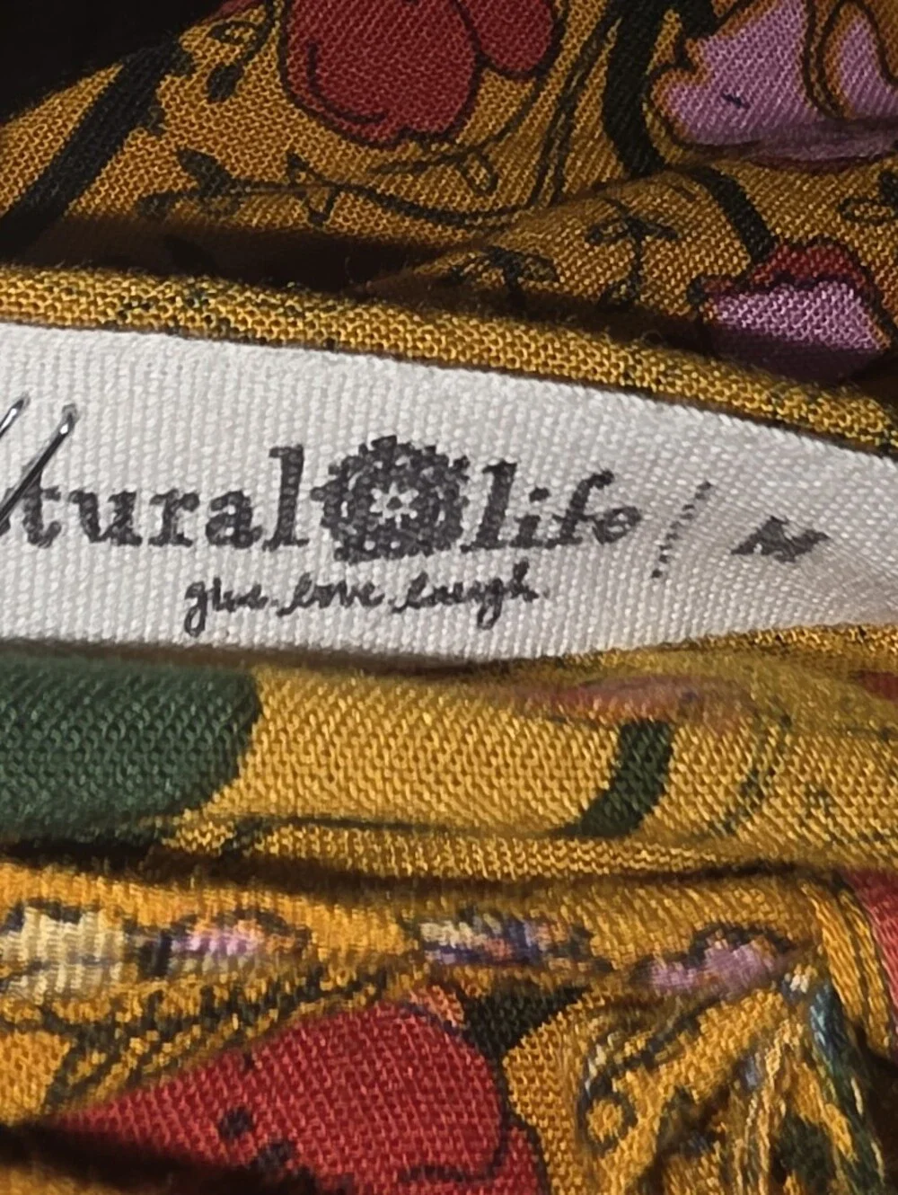 Natural Life Nova Maxi Dress Mustard Pink Poppy Floral Boho Tiered Rayon Size M - Picture 8 of 9